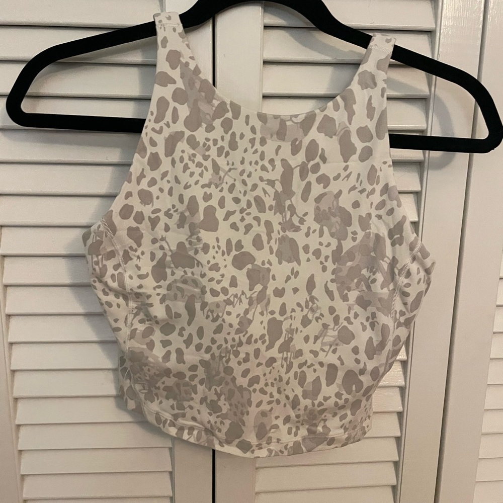 Lululemon Athletica Silver White Fitted Crop Tank Top